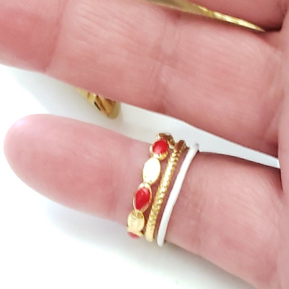 Red White Gold Cuff Ring - Picture 4 of 10